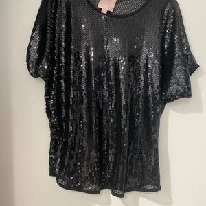 Romeo & Juliet Couture Black Sequin Short Sleeve Blouse